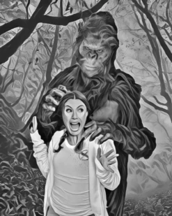 Bigfoot Poster -Halloween Costumes Store BigfootwithGirlBlackandWhite2HiRes clipped rev 1 1 c3fff1f0 d0dc 44d4 8725 47fff28a3b3a