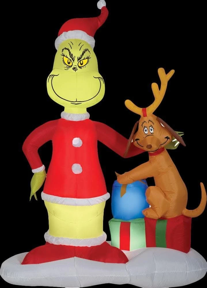 Airblown Grinch & Max With Presents Inflatable Scene - Dr. Seuss 3 Airblown Grinch & Max With Presents Inflatable Scene - Dr. Seuss