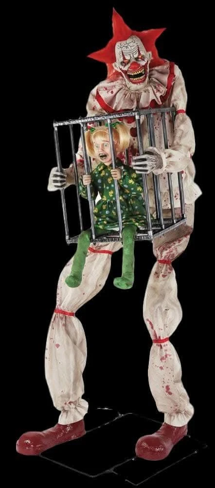 "Cagey The Clown With Child" Electric Animated Halloween Prop 3 "Cagey The Clown With Child" Electric Animated Halloween Prop