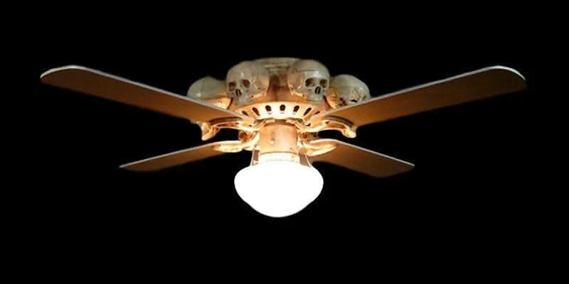 "Ceiling Fan With 8 Small Skulls And Light" Haunted House Lighting 3 "Ceiling Fan With 8 Small Skulls And Light" Haunted House Lighting