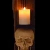 "Classic Skull Wall Sconce Style II W/ Ivory Flameless Candle" Haunted House Lighting -Halloween Costumes Store classic skull wall sconce style ii w ivory flameless candle haunted house lighting 14320984817712