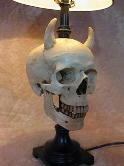 "Desk Lamp With Devil Skull And Bone Shade" Haunted House Lighting -Halloween Costumes Store desk lamp with devil skull and bone shade haunted house lighting 23613370305