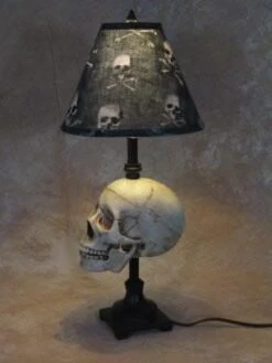 "Desk Lamp With Life-size Skull And Bone Shade" Haunted House Lighting -Halloween Costumes Store desk lamp with life size skull and bone shade haunted house lighting 23613604417