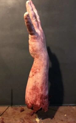 "Shark Bite Silicone Arm" Bloody Body Part Prop -Halloween Costumes Store shark bite silicone arm bloody body part prop 11943703412784